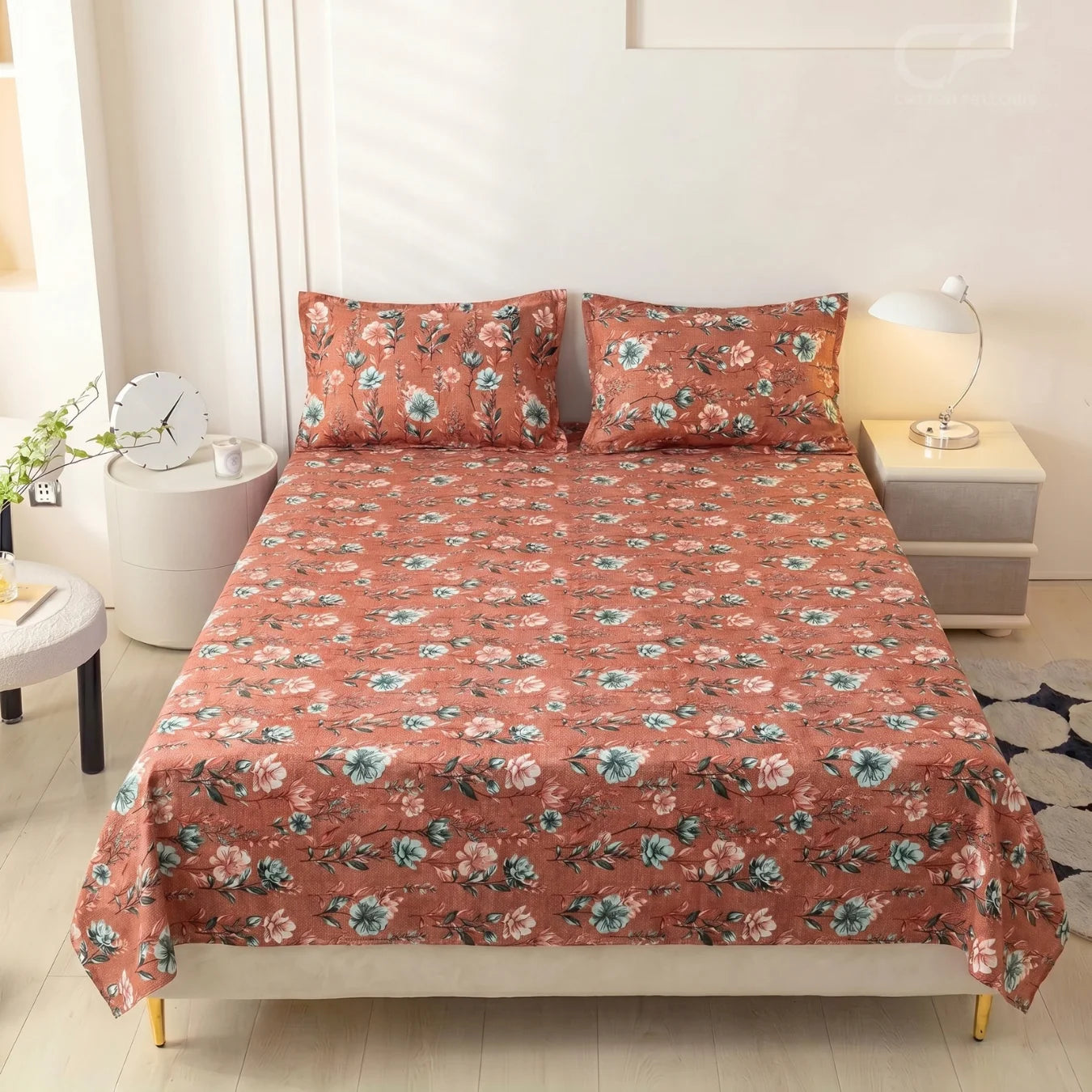 Desert Rose Floral Printed Bedsheet Set