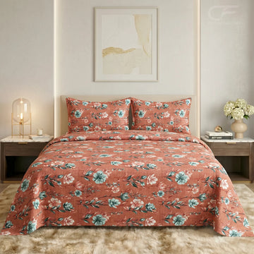 Desert Rose Floral Printed Bedsheet Set