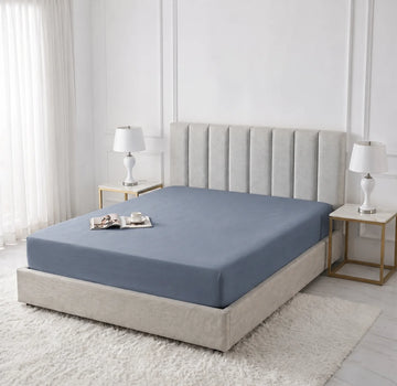 Dusty Blue Micro Cotton Mattress Cover — With Zipper