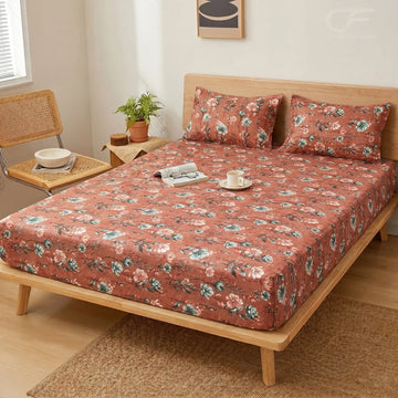 Dusty Rose Meadow Printed Fitted Sheet