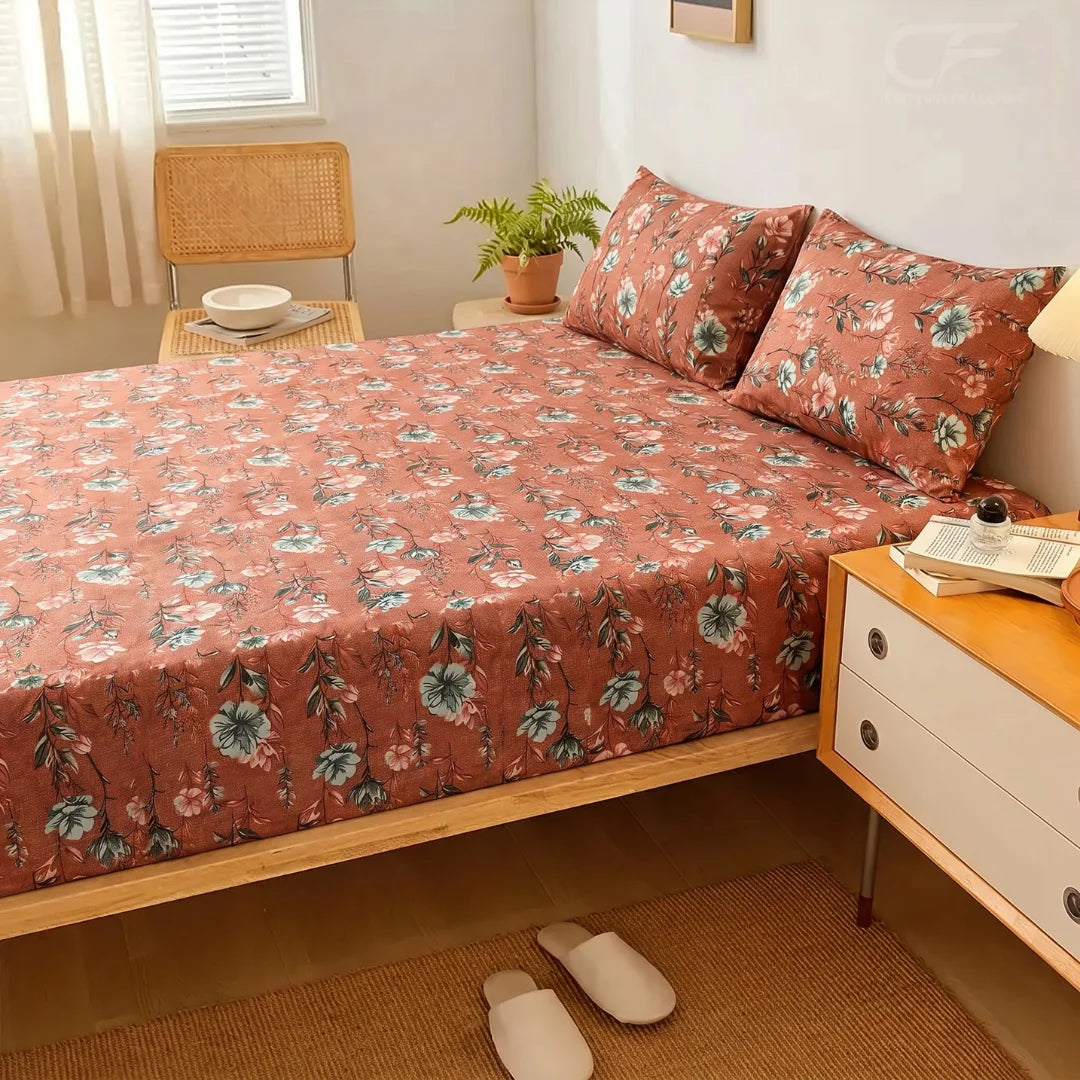 Dusty Rose Meadow Printed Fitted Sheet
