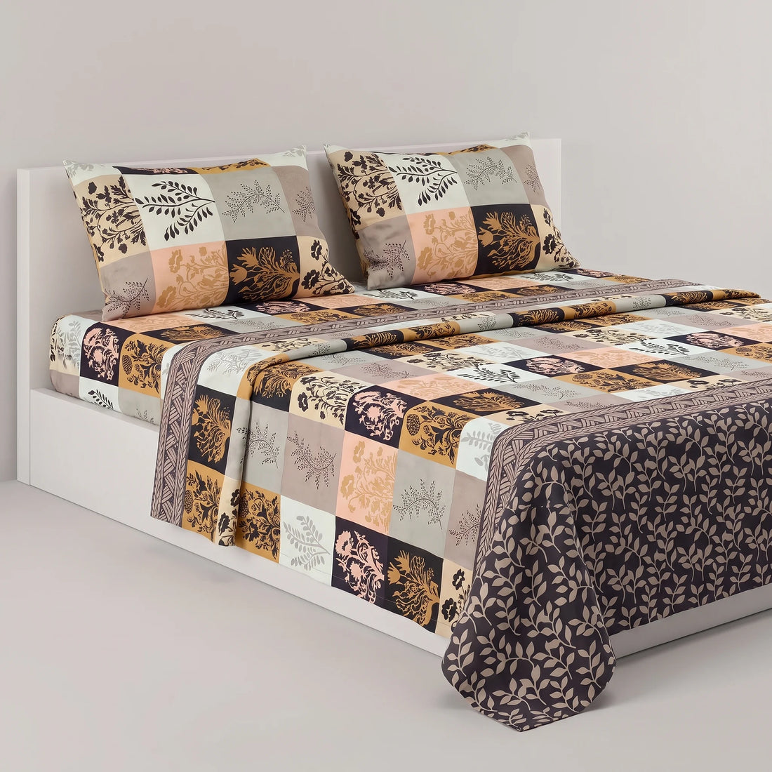Earthy Botanical Pure Cotton Bedsheet Set — single