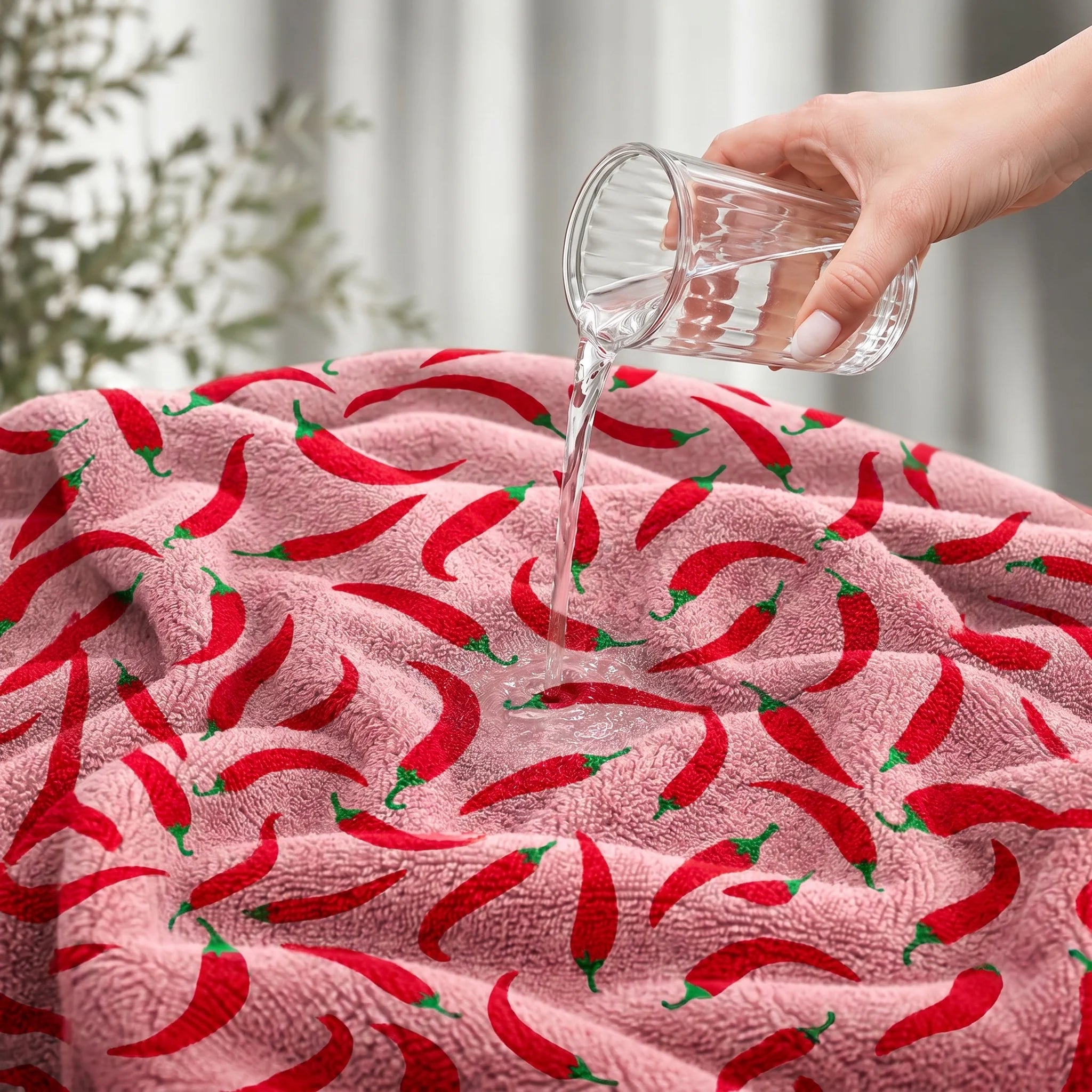 Funky Chili Print Cotton Bath Towel — Pink & Red | 100% Cotton
