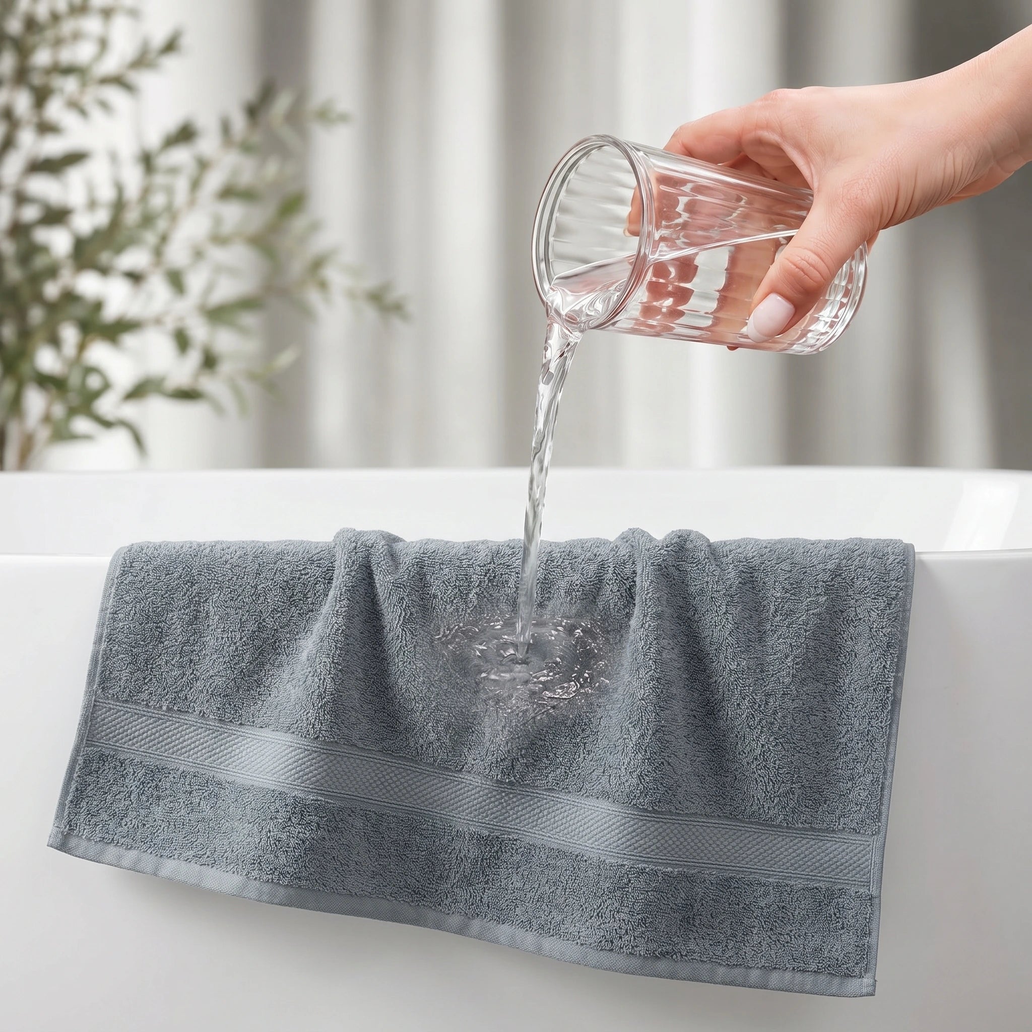 Geometric Border Bath Towel — Slate Blue-Grey
