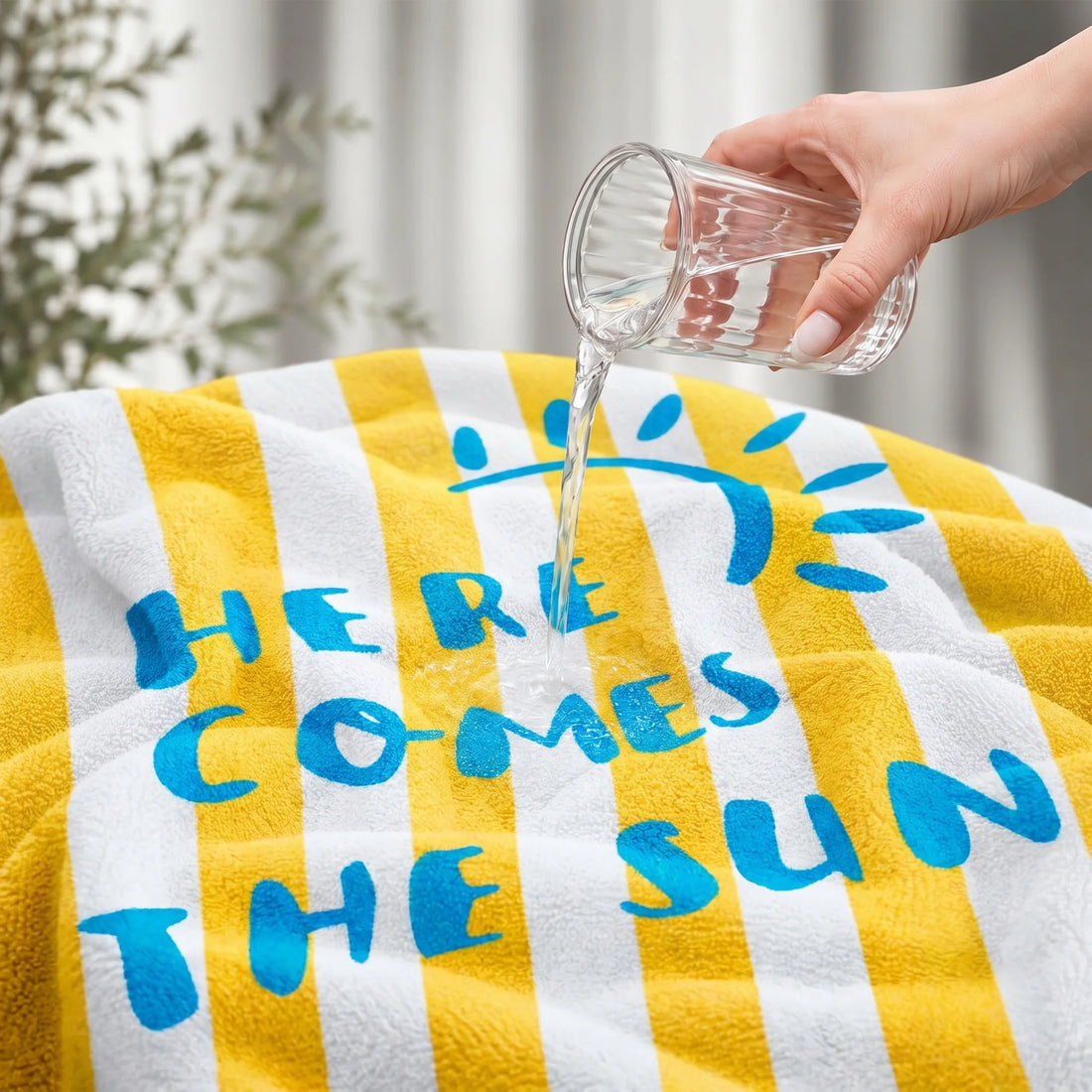 Here Comes The Sun Striped Cotton Bath Towel — Yellow & White | Cotton