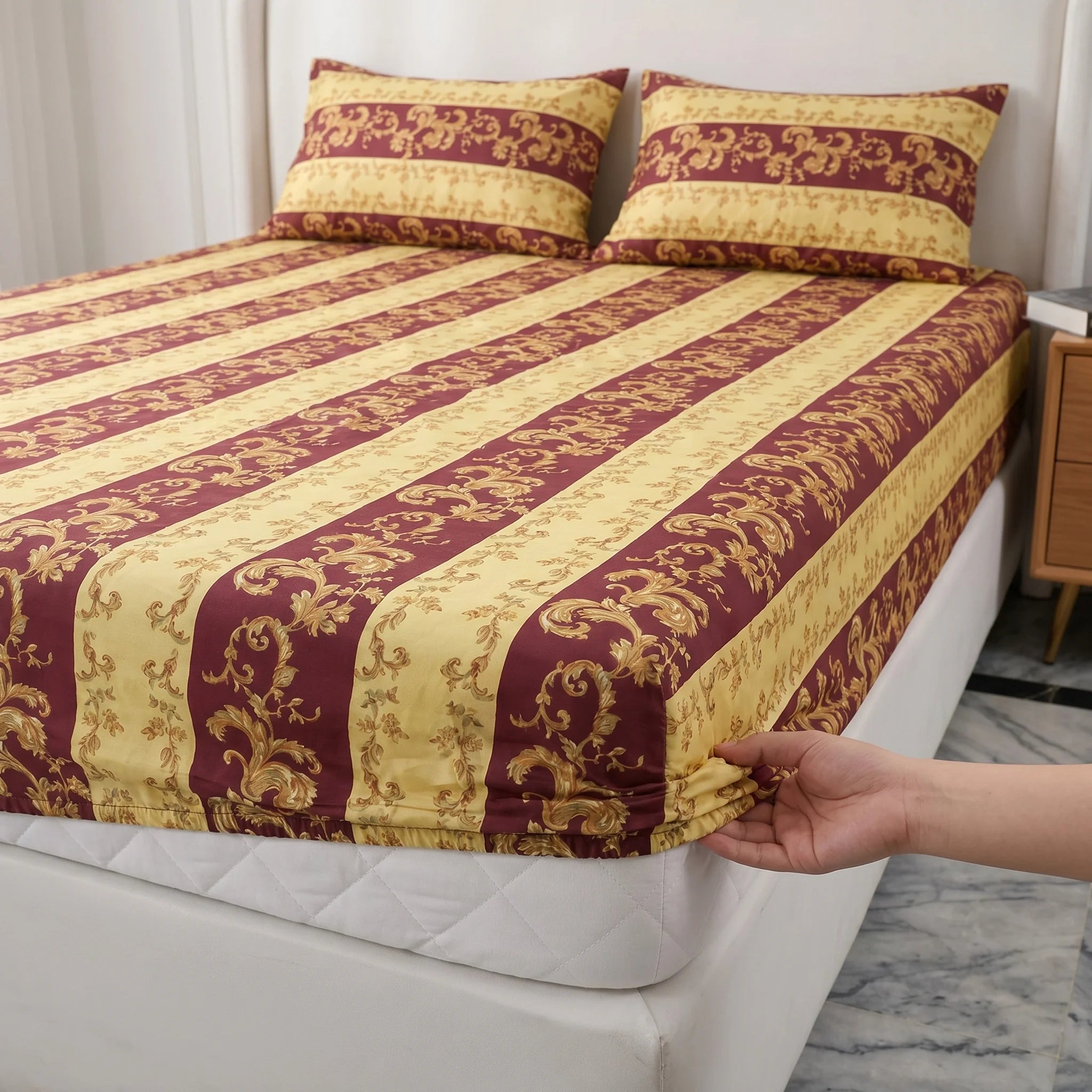 Imperial Damask Premium Fitted Sheet Set