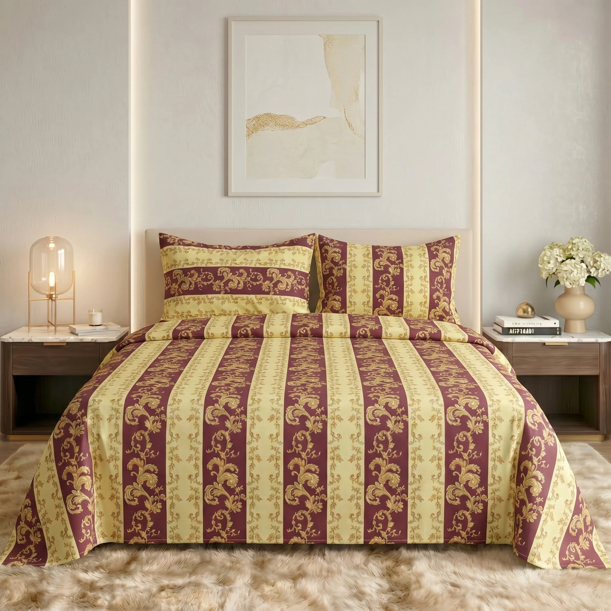 Imperial Damask Stripe Premium Bedsheet