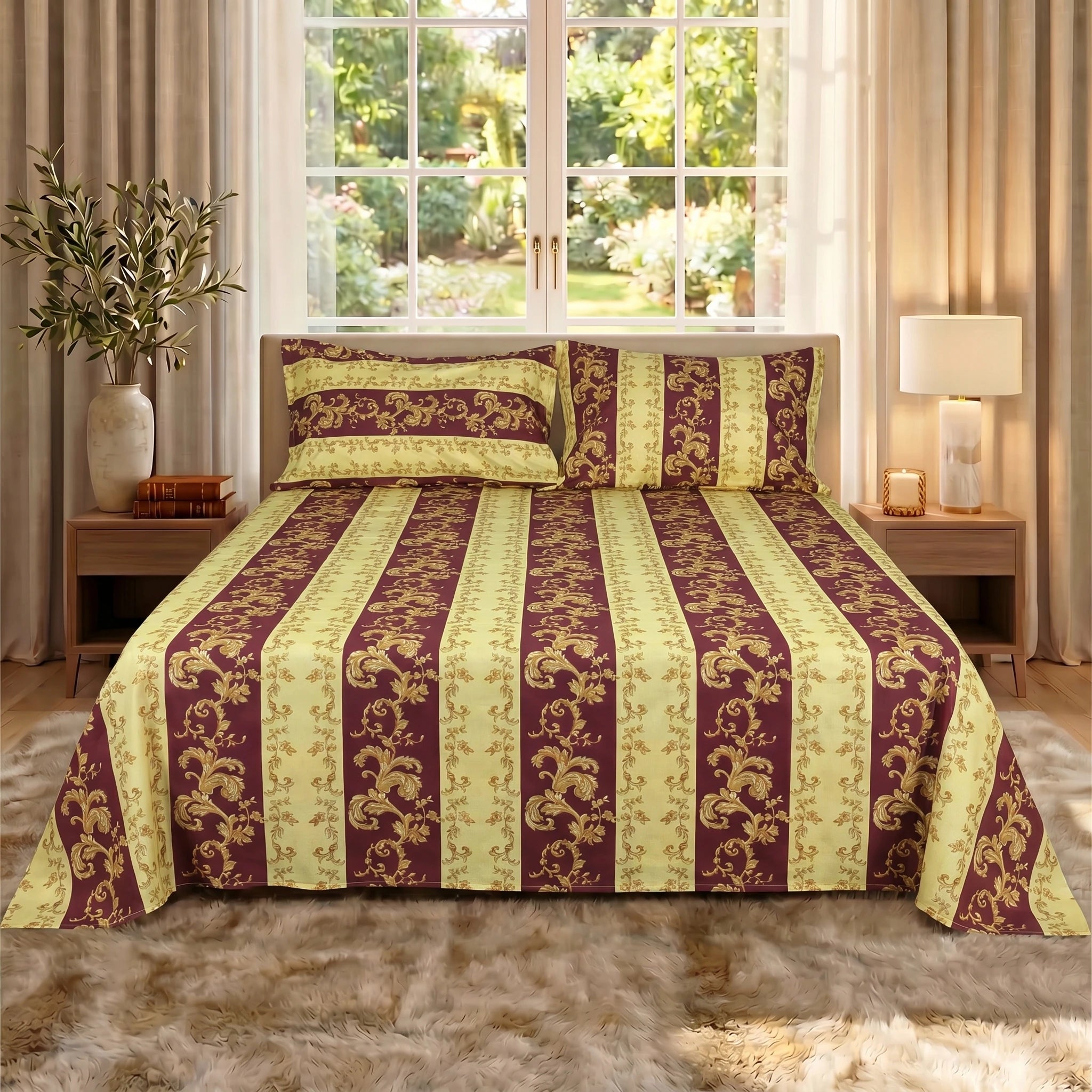 Imperial Damask Stripe Premium Bedsheet