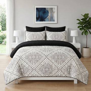 Ivory Paisley Diamond Bed Spread Set — 6 PCS