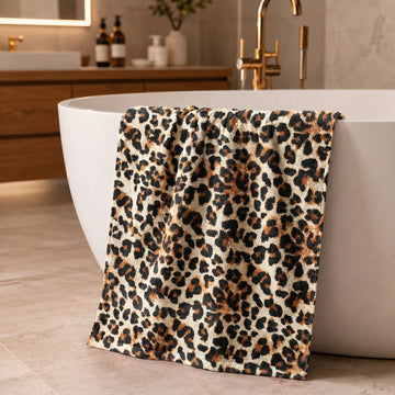 Leopard Print Cotton Bath Towel — Bold & Trendy | 100% Cotton