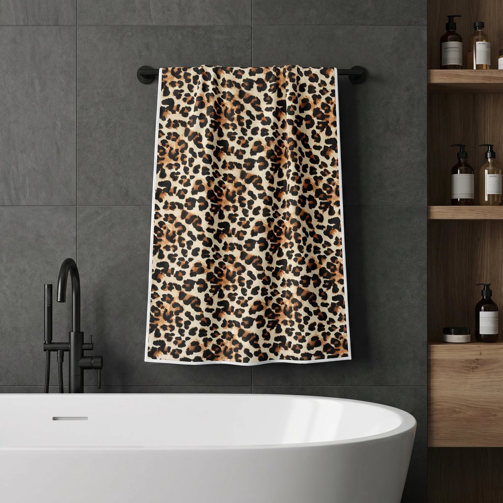 Leopard Print Cotton Bath Towel — Bold & Trendy | 100% Cotton