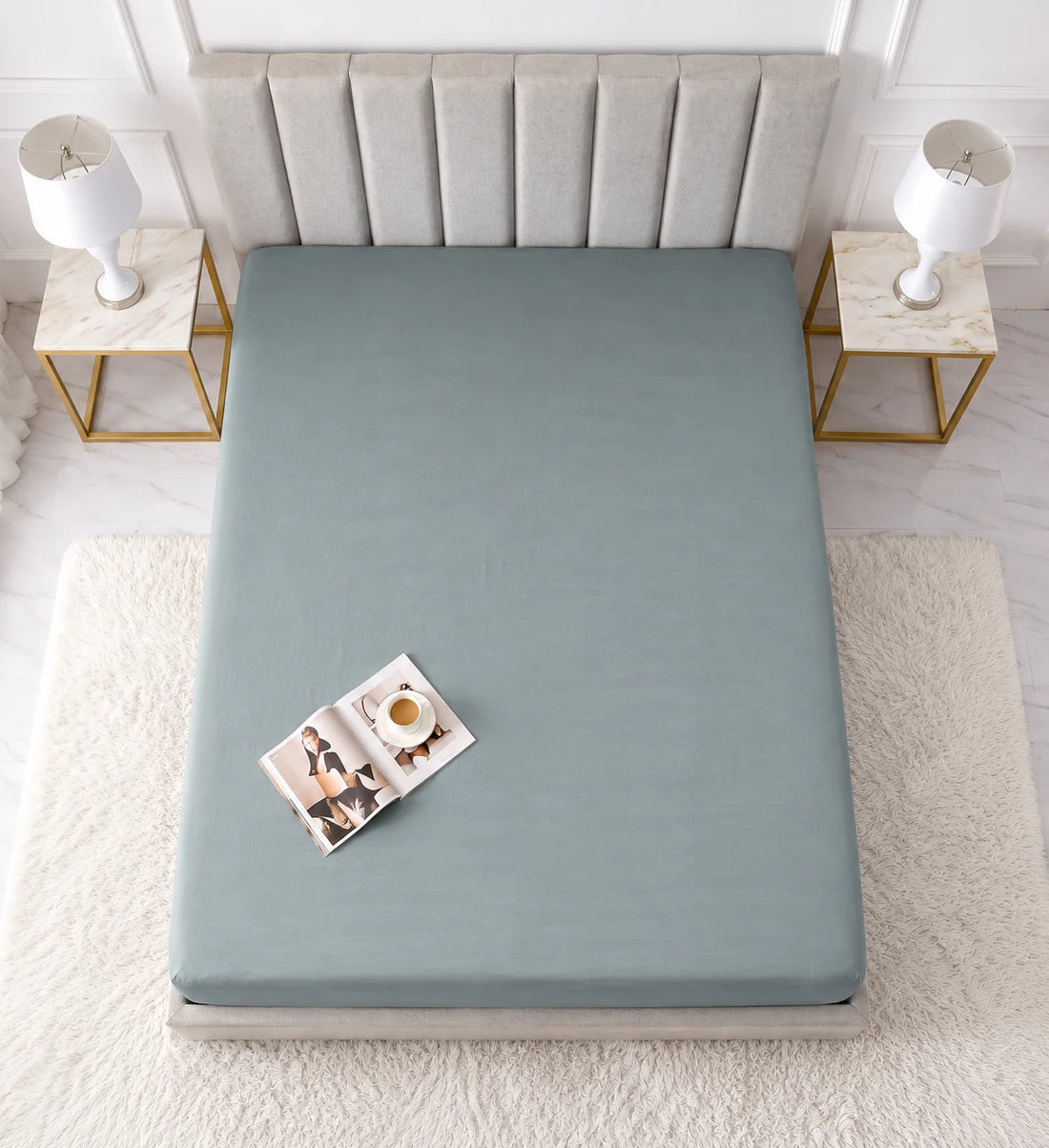 Light Grey Micro Cotton Mattress Cover — With Zipper
