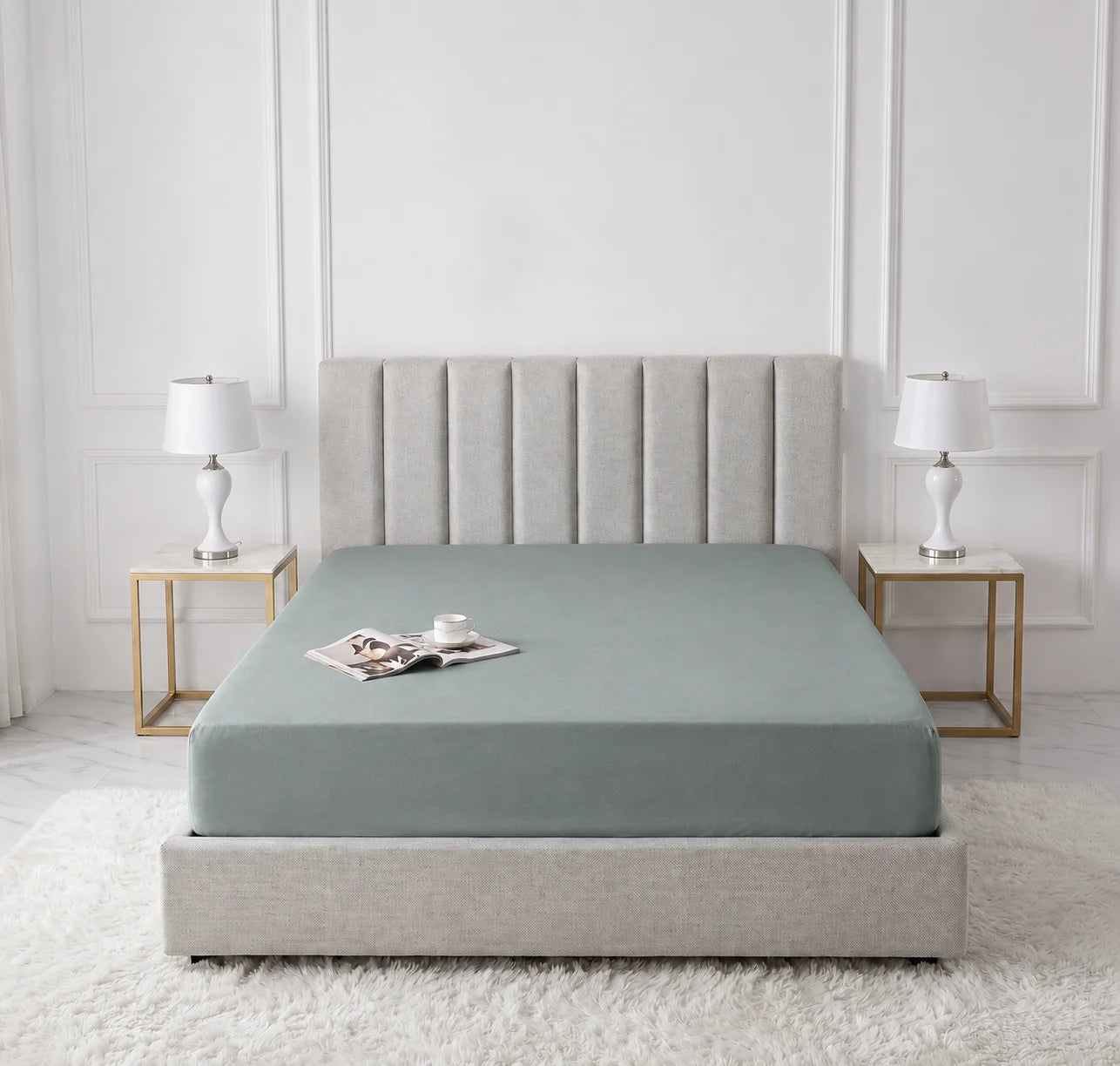 Light Grey Micro Cotton Mattress Cover — With Zipper