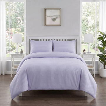 Lilac Purple Duvet Cover Set — Dyed Stripe