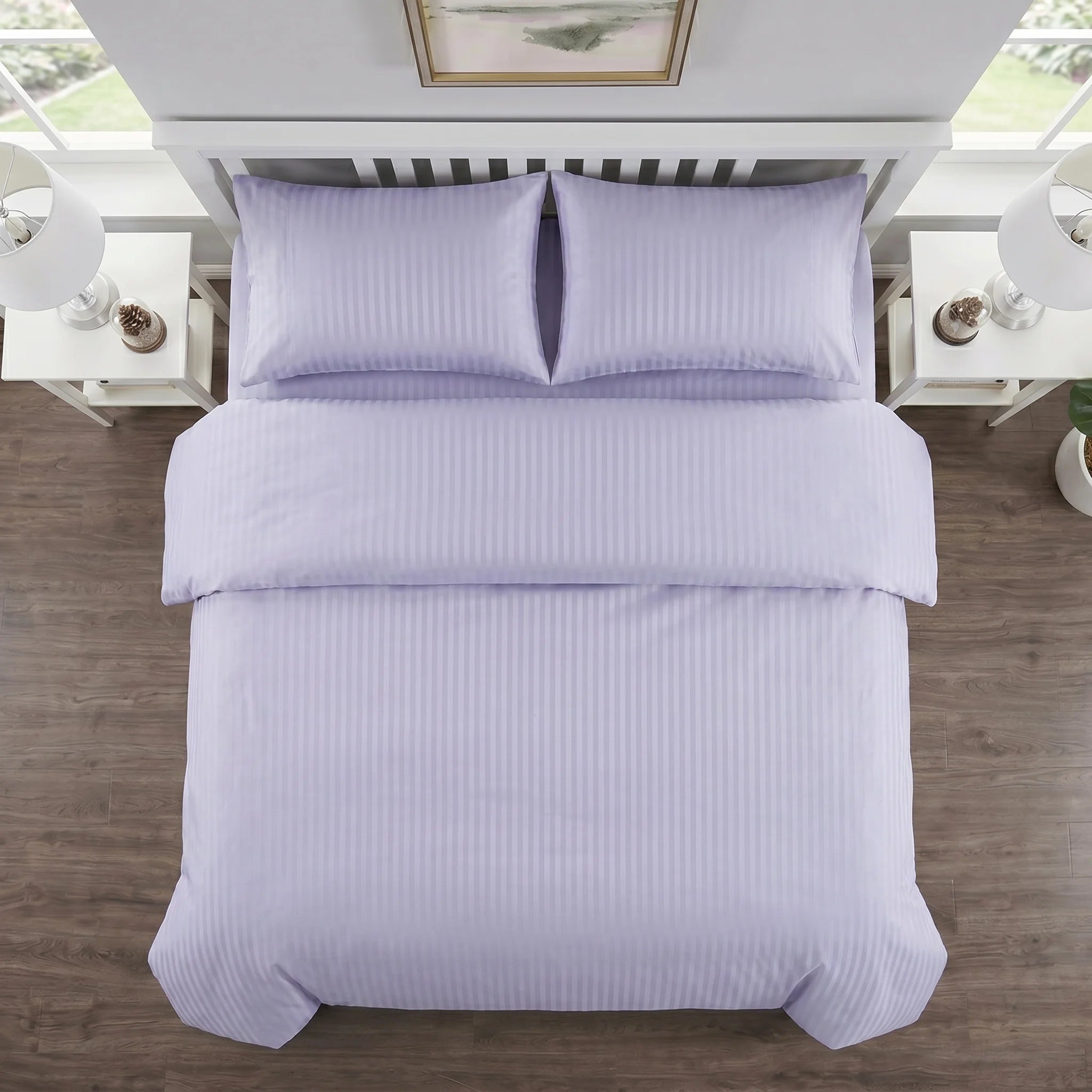 Lilac Purple Duvet Cover Set — Dyed Stripe