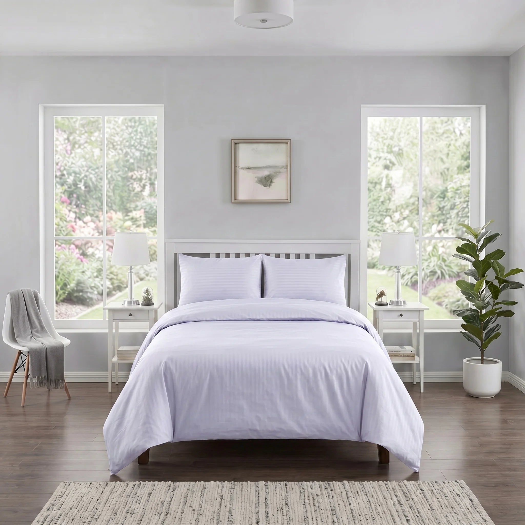 Lilac Purple Duvet Cover Set — Dyed Stripe