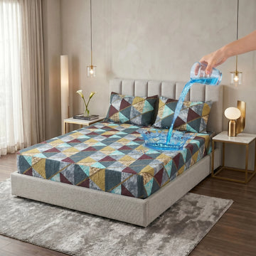 MODERN GEOMETRIC PRINTED Waterproof Fitted Sheet Set  — 3 PCs