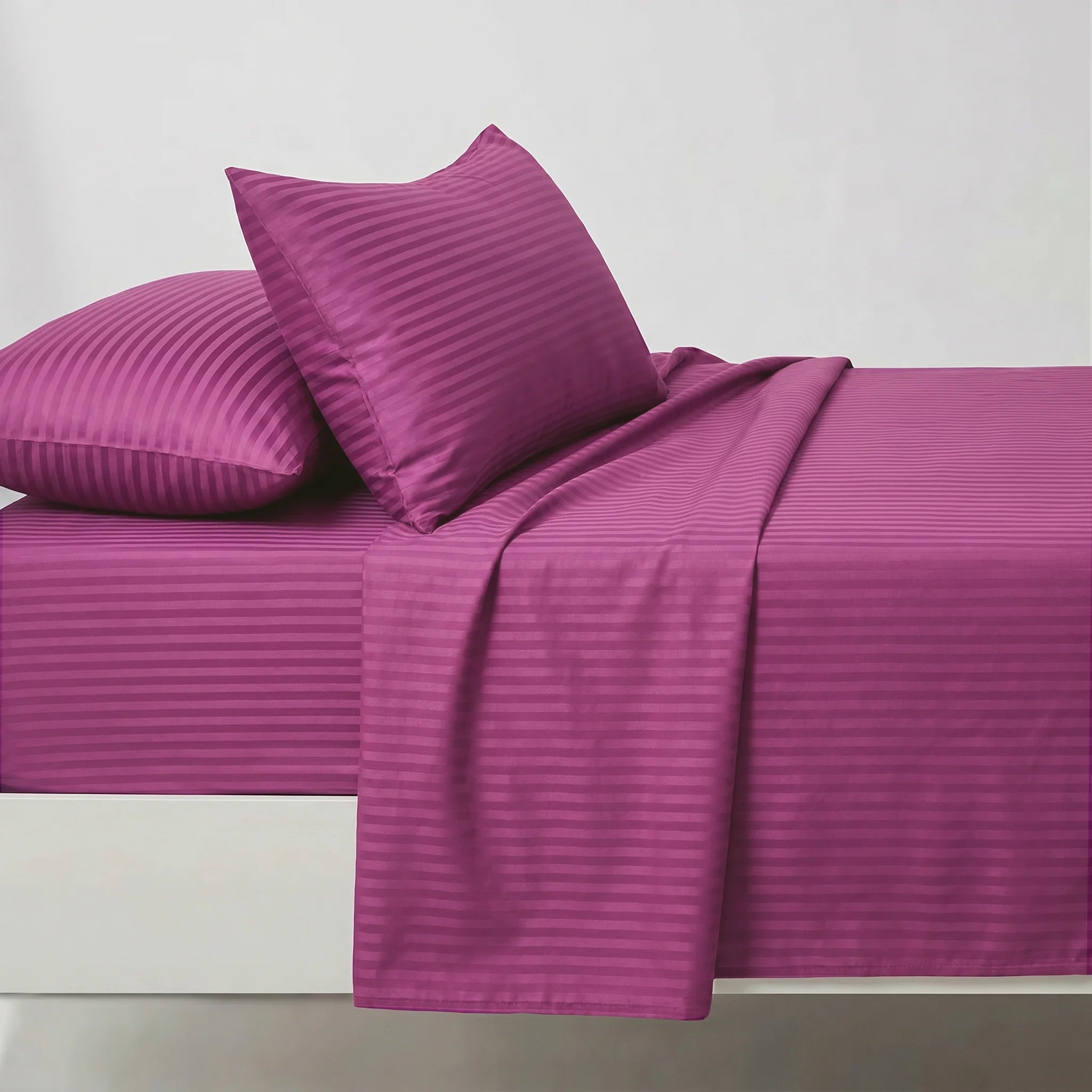 Magenta Orchid Dyed Stripe Bedsheet Set