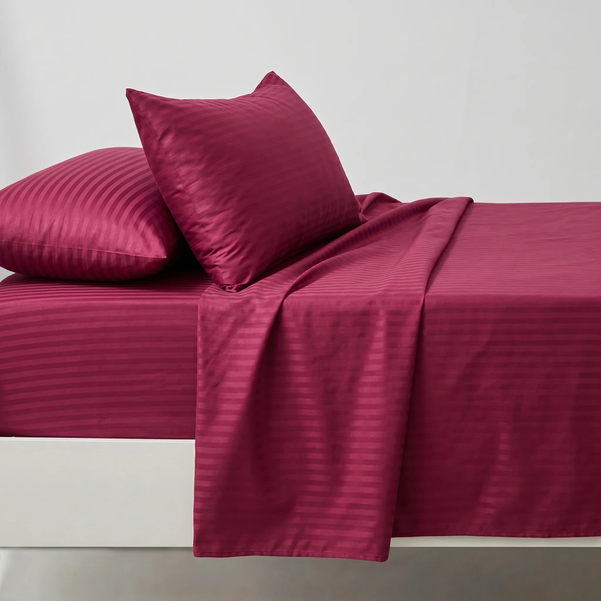 Maroon Berry Dyed Stripe Bedsheet Set