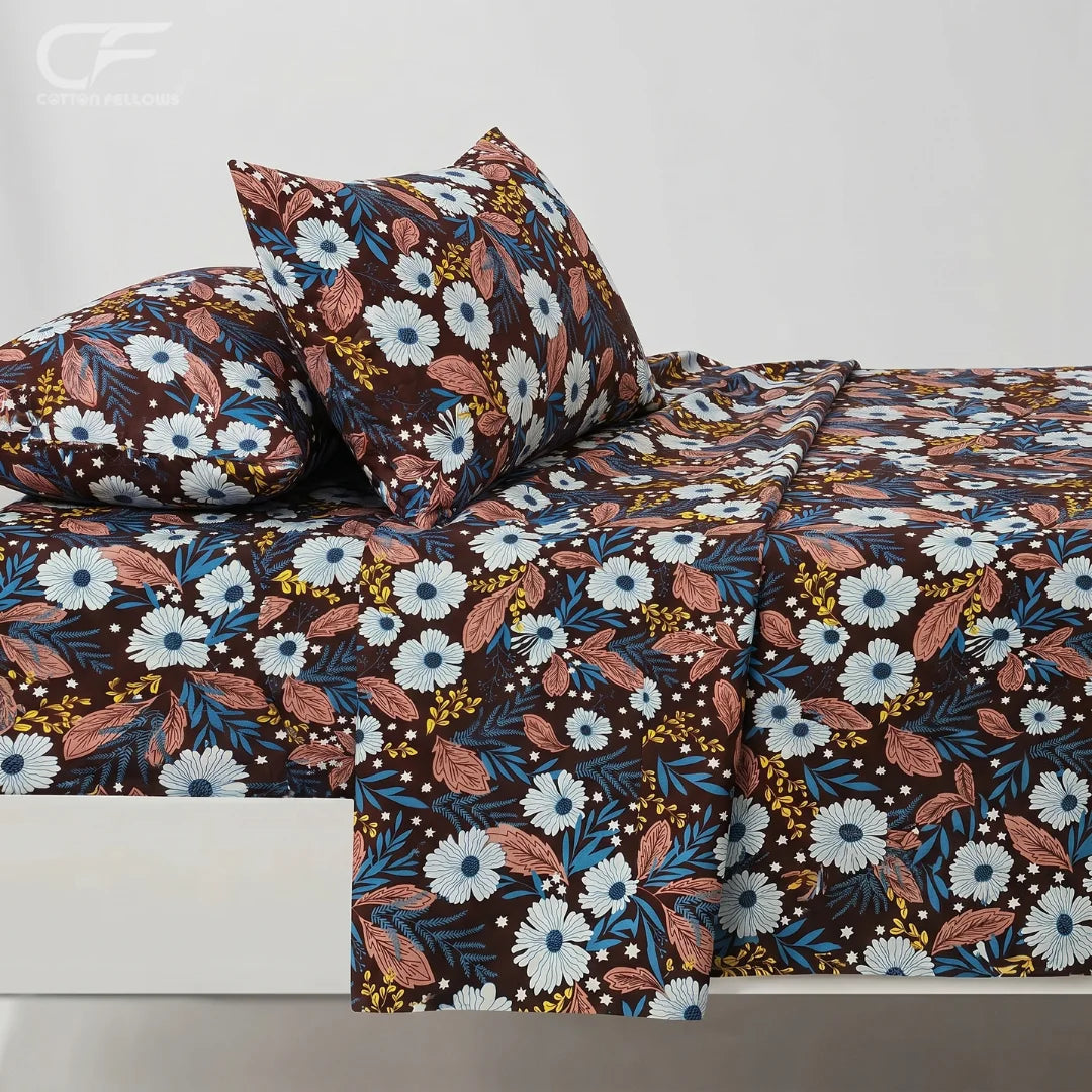 Midnight Blossom Floral Bedsheet Set