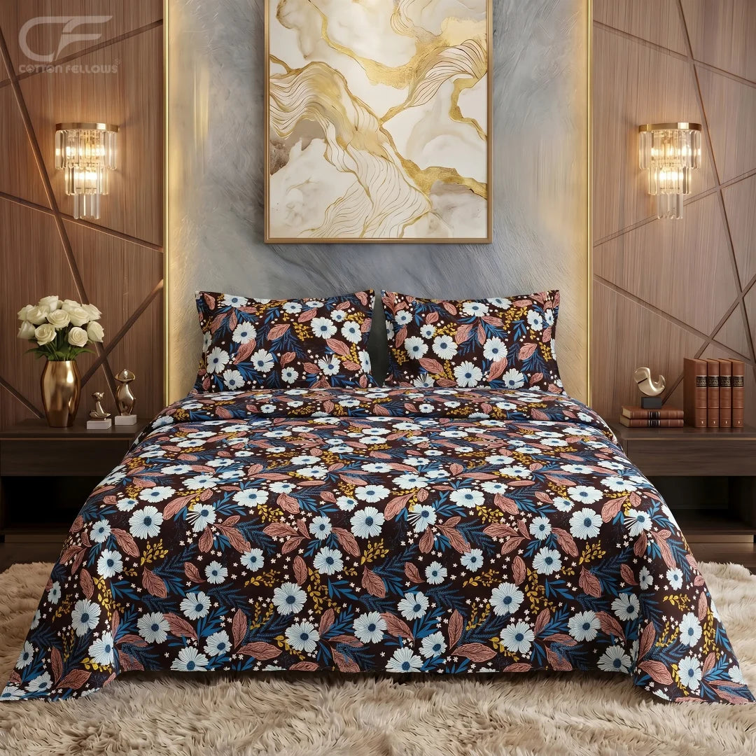 Midnight Blossom Floral Bedsheet Set