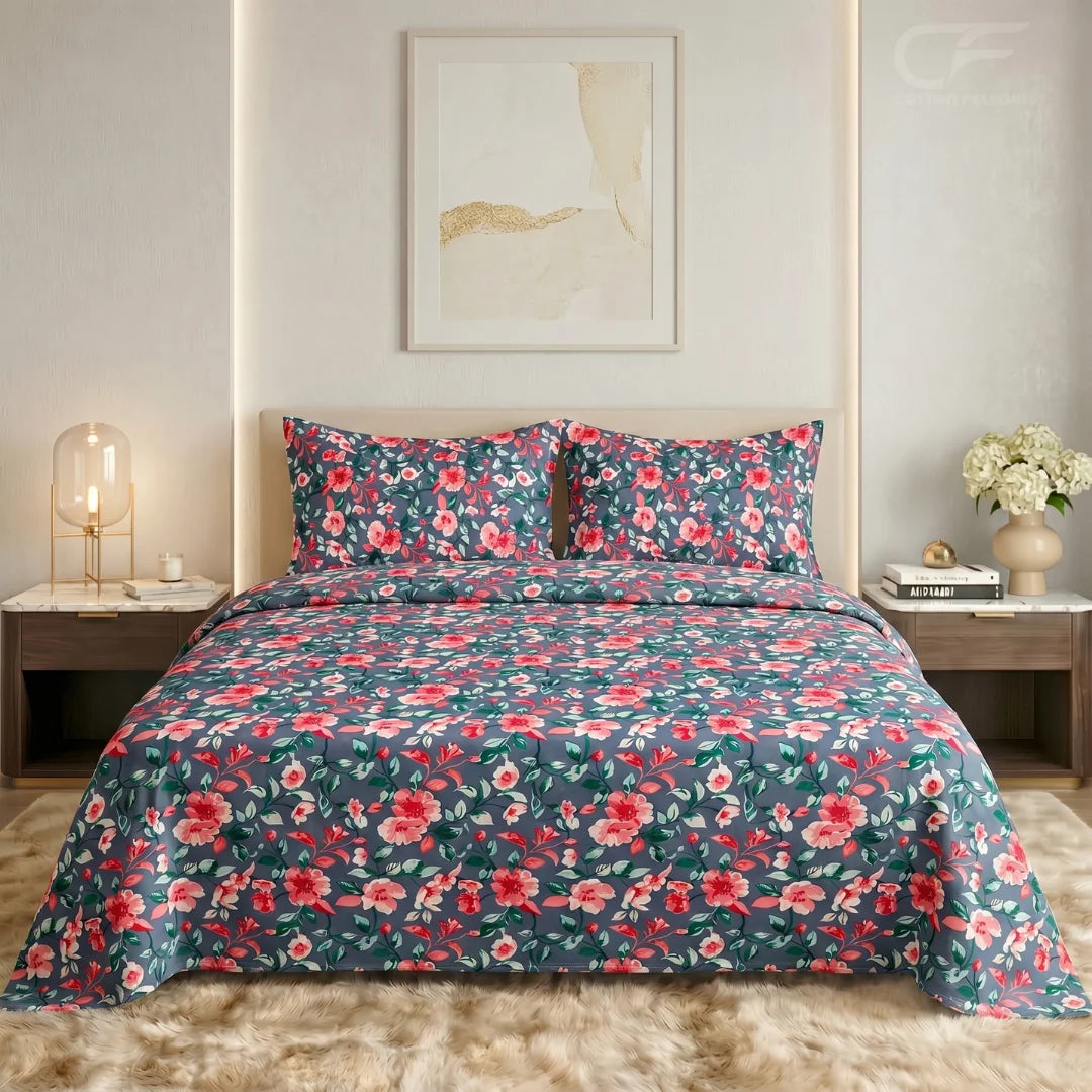 Midnight Rose Garden Bedsheet Set