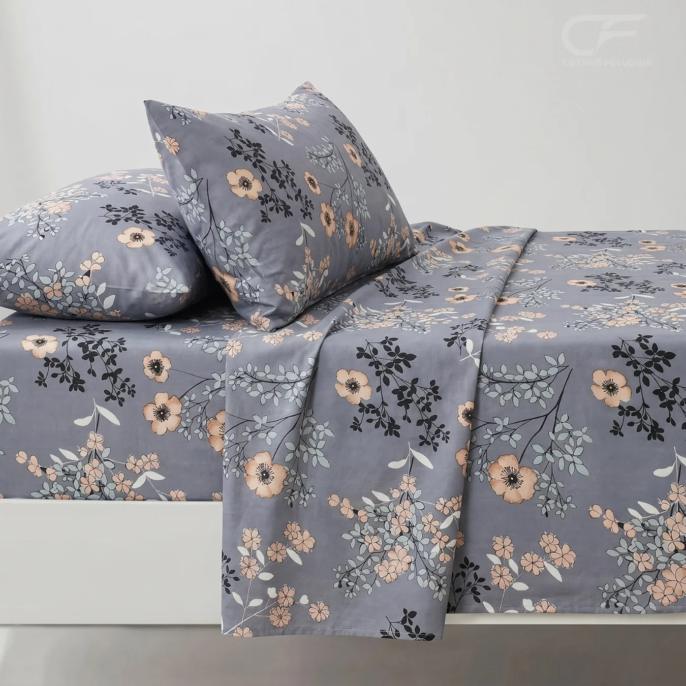 Misty Blossom Floral Printed Bedsheet Set