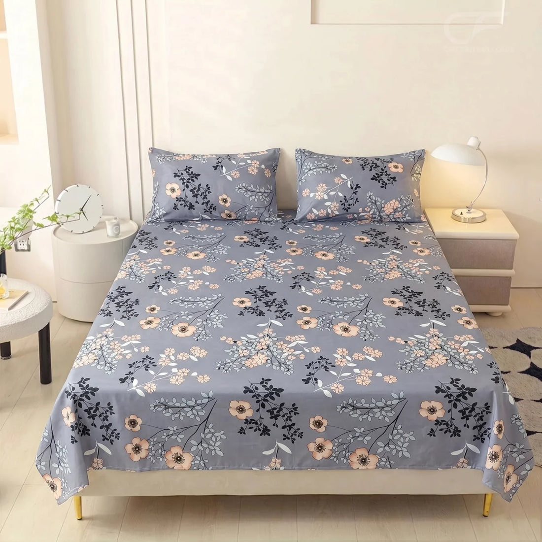 Misty Blossom Floral Printed Bedsheet Set
