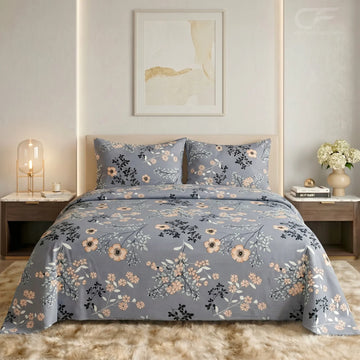 Misty Blossom Floral Printed Bedsheet Set