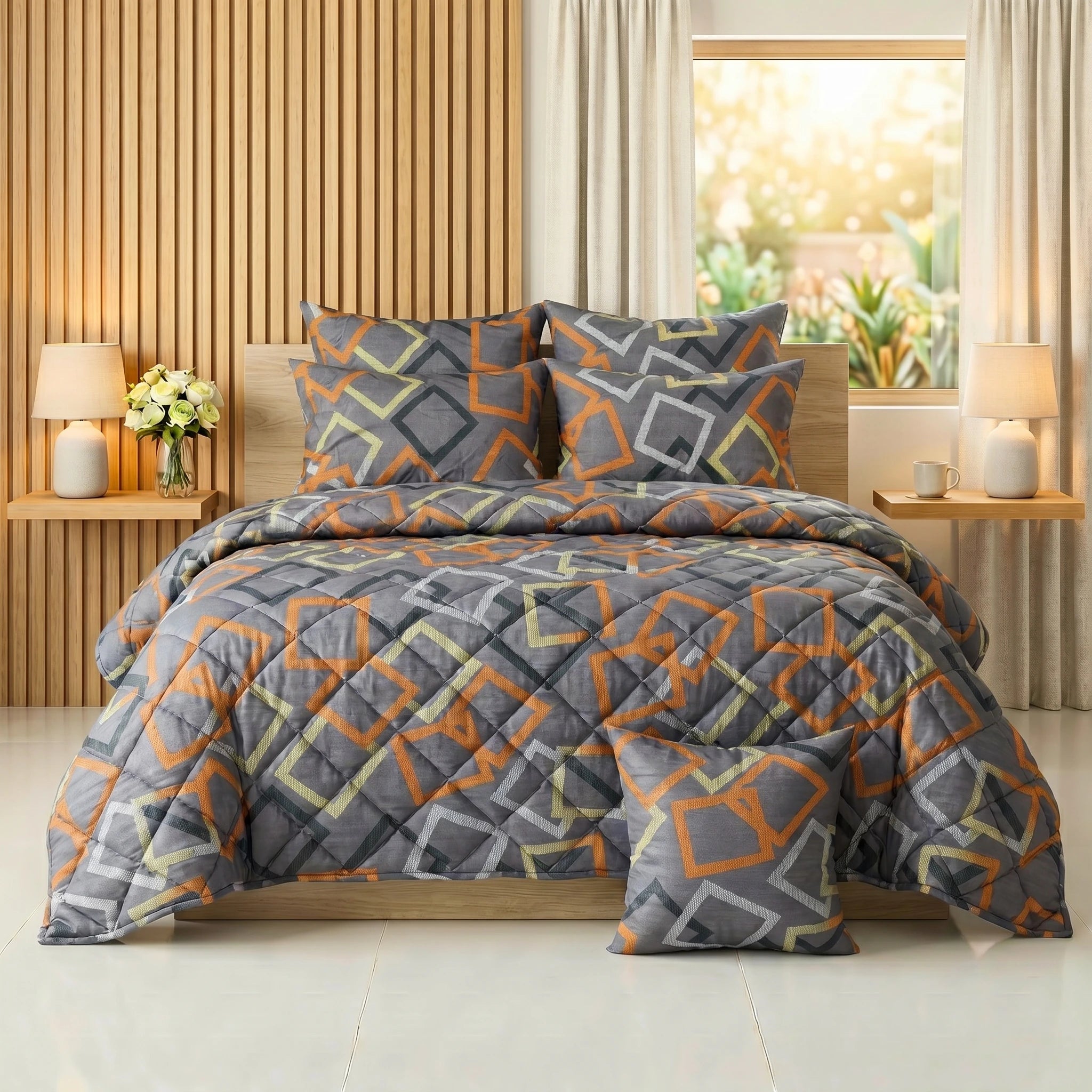 Modern Geometric Comforter Set — Printed