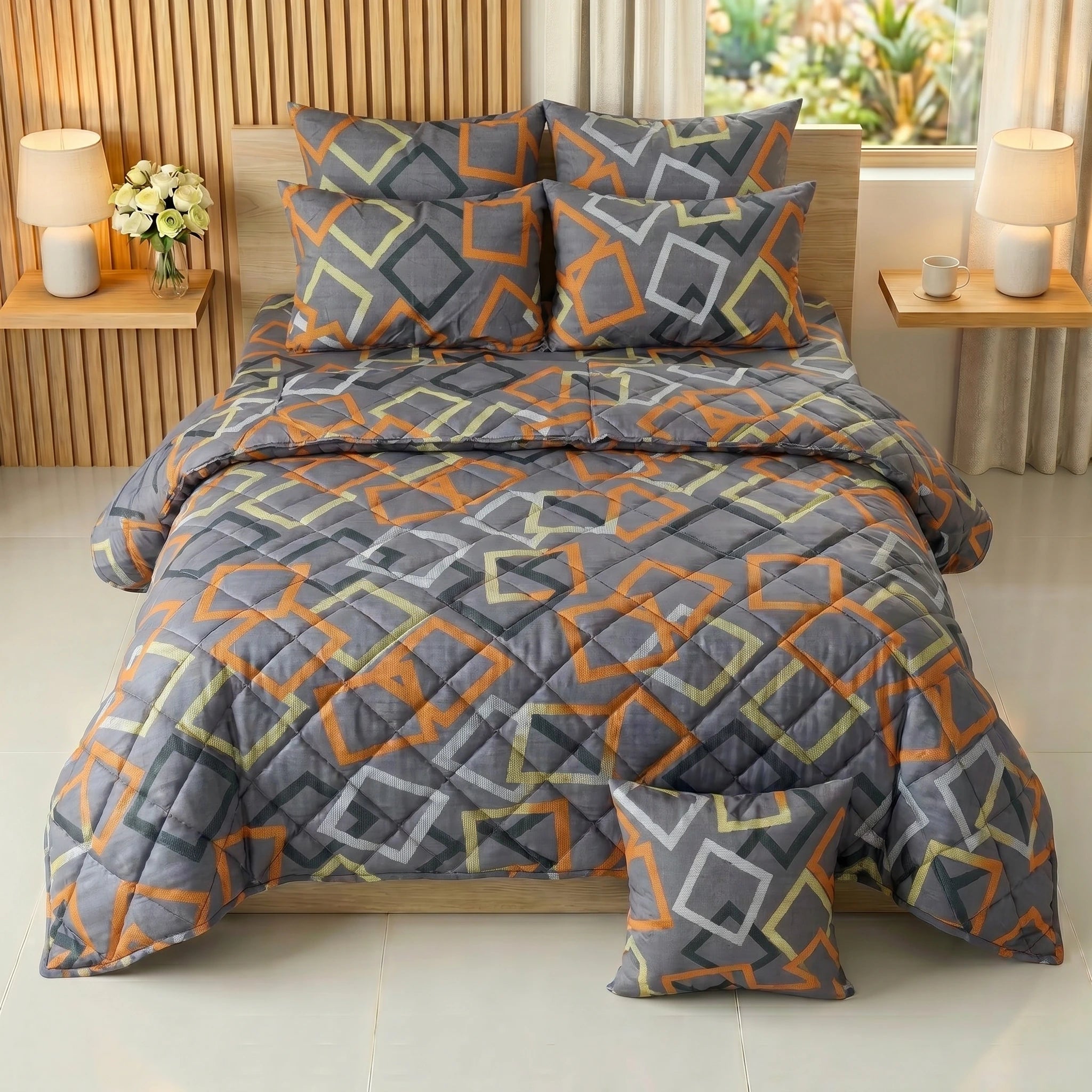 Modern Geometric Comforter Set — Printed