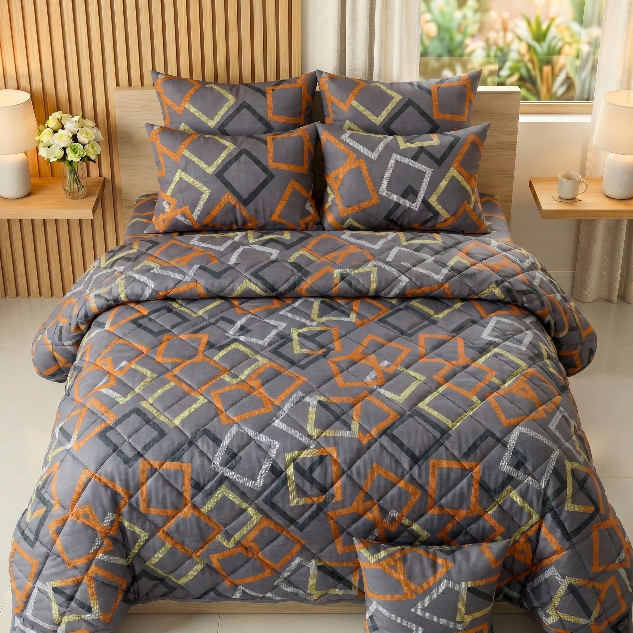 Modern Geometric Comforter Set — Printed