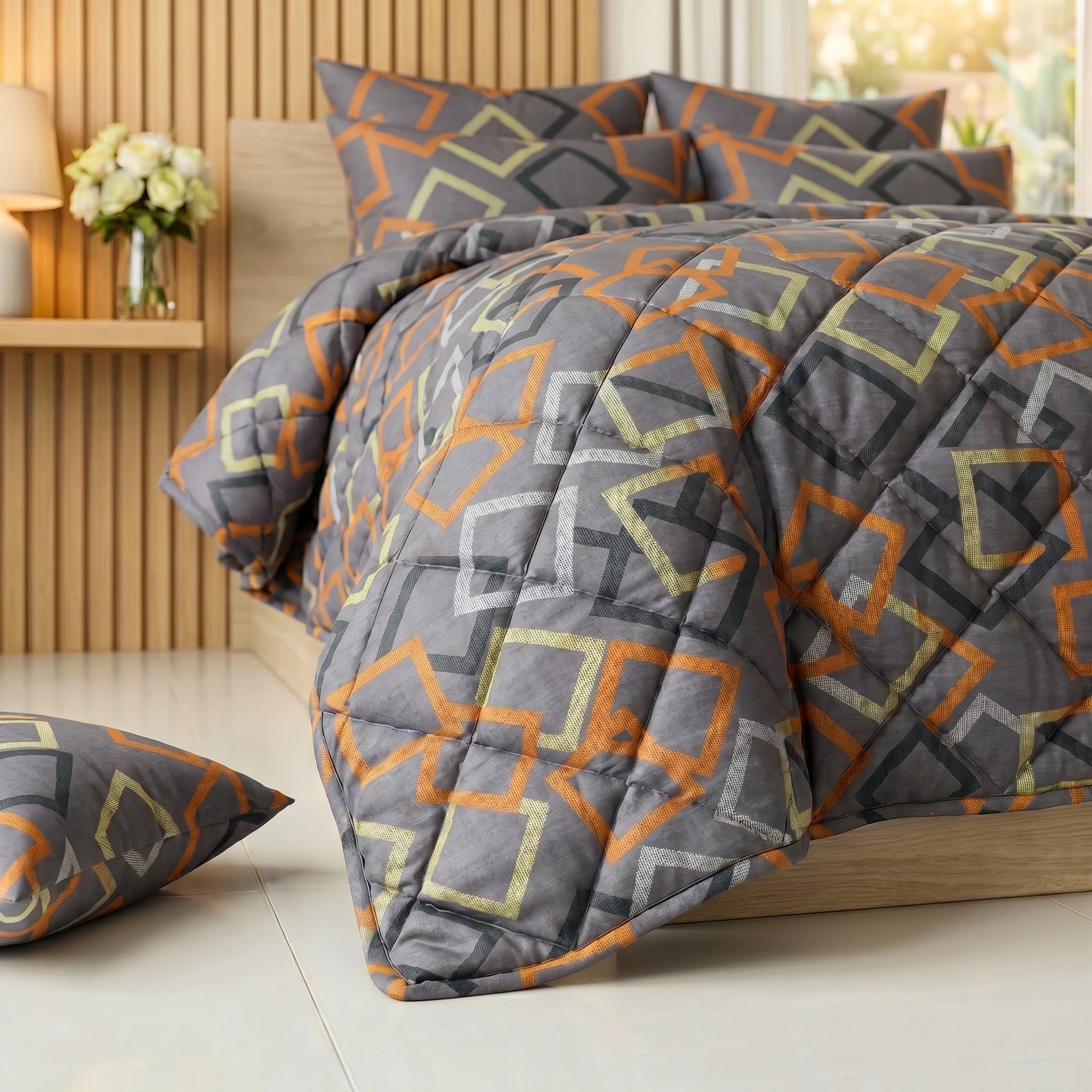 Modern Geometric Comforter Set — Printed