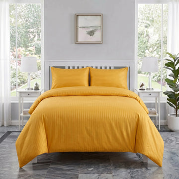 Mustard Yellow Duvet Cover Set — Dyed Stripe