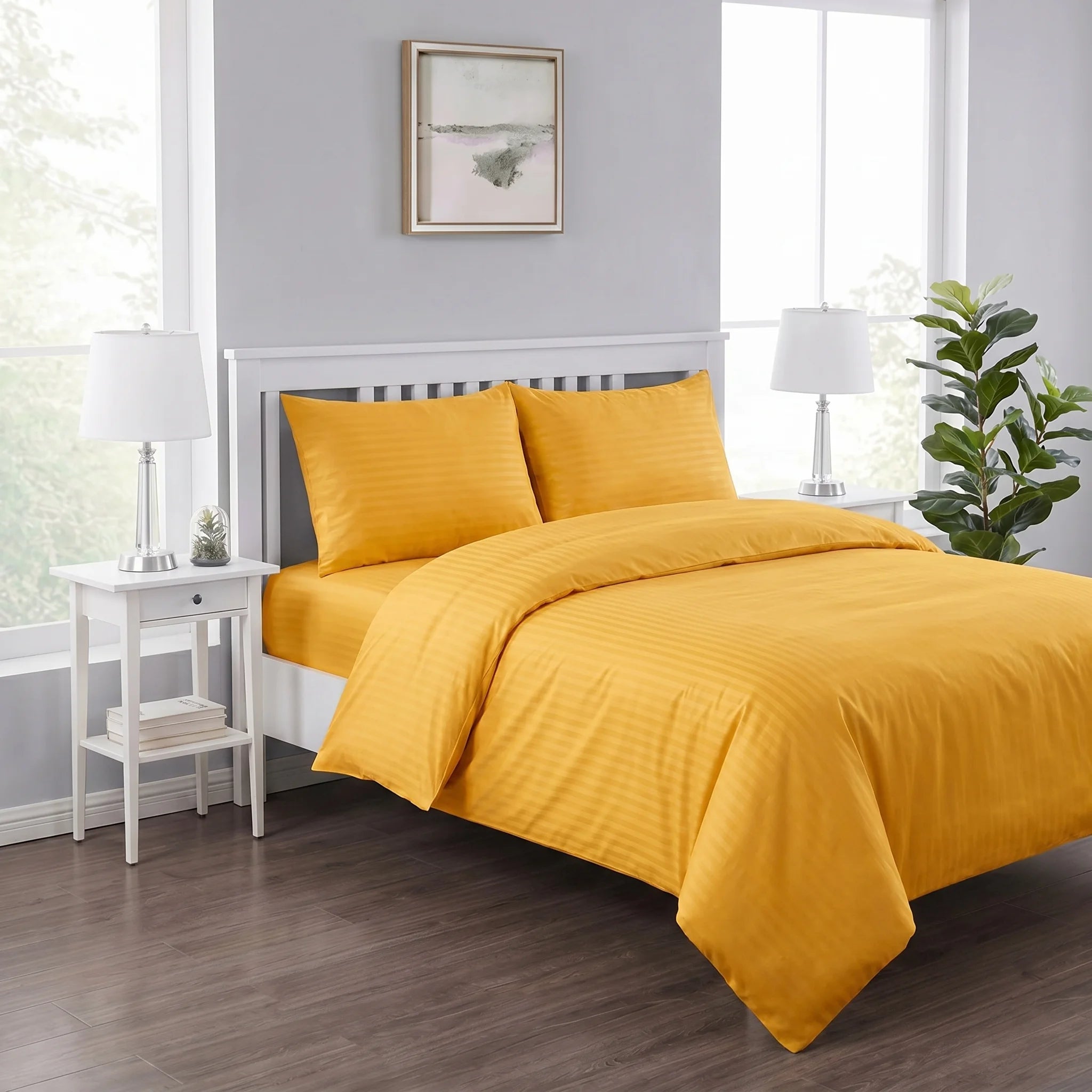 Mustard Yellow Duvet Cover Set — Dyed Stripe