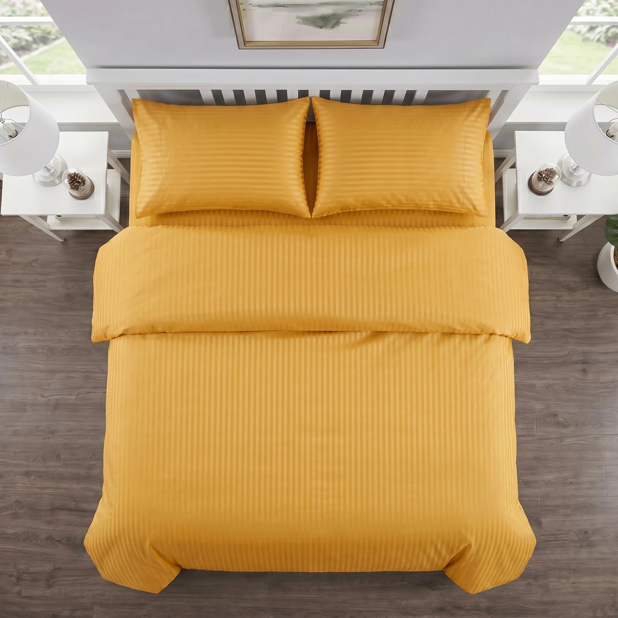 Mustard Yellow Duvet Cover Set — Dyed Stripe
