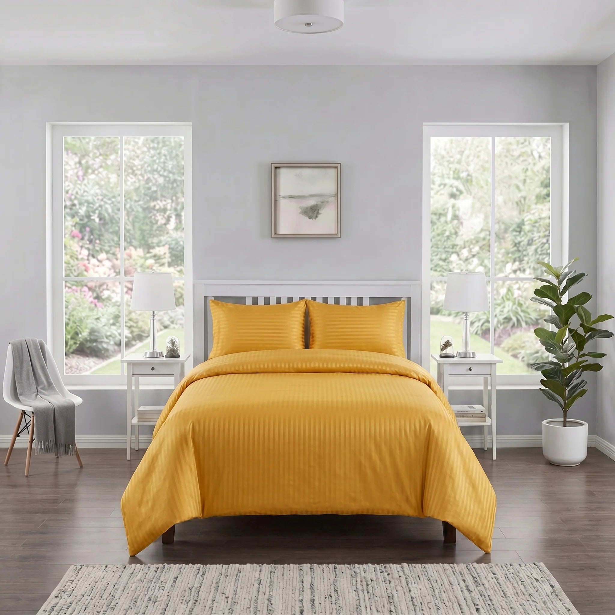 Mustard Yellow Duvet Cover Set — Dyed Stripe