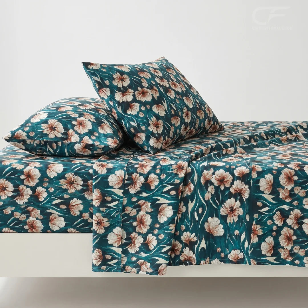 Ocean Bloom Floral Bedsheet Set