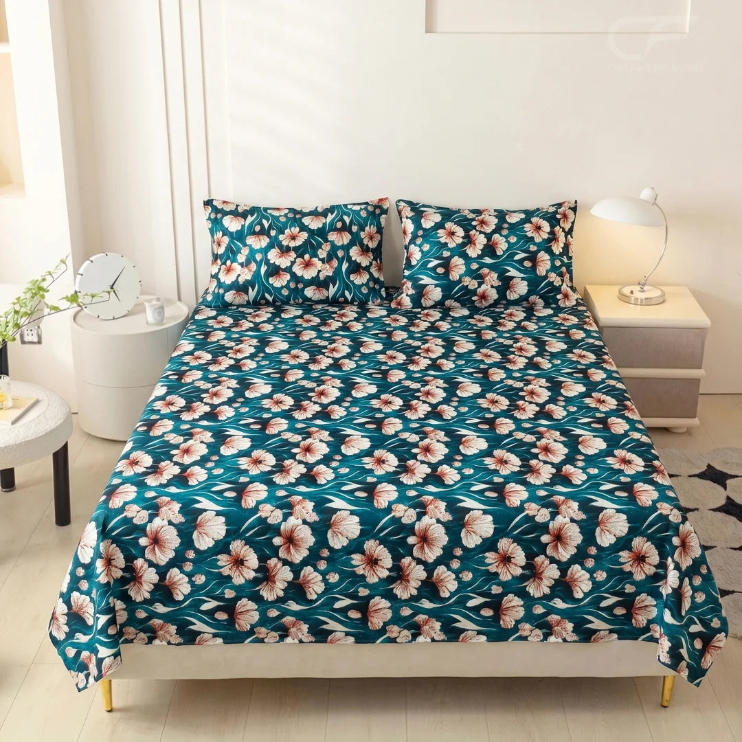 Ocean Bloom Floral Bedsheet Set