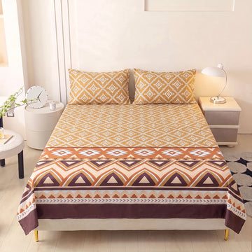 Ochre Tribal Pure Cotton Bedsheet Set — Single