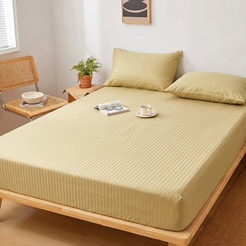 Olive Gold Dyed Stripe Fitted Sheet Set