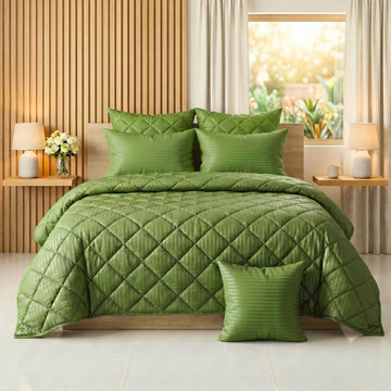 Olive Green Comforter Set — Dyed Stripe