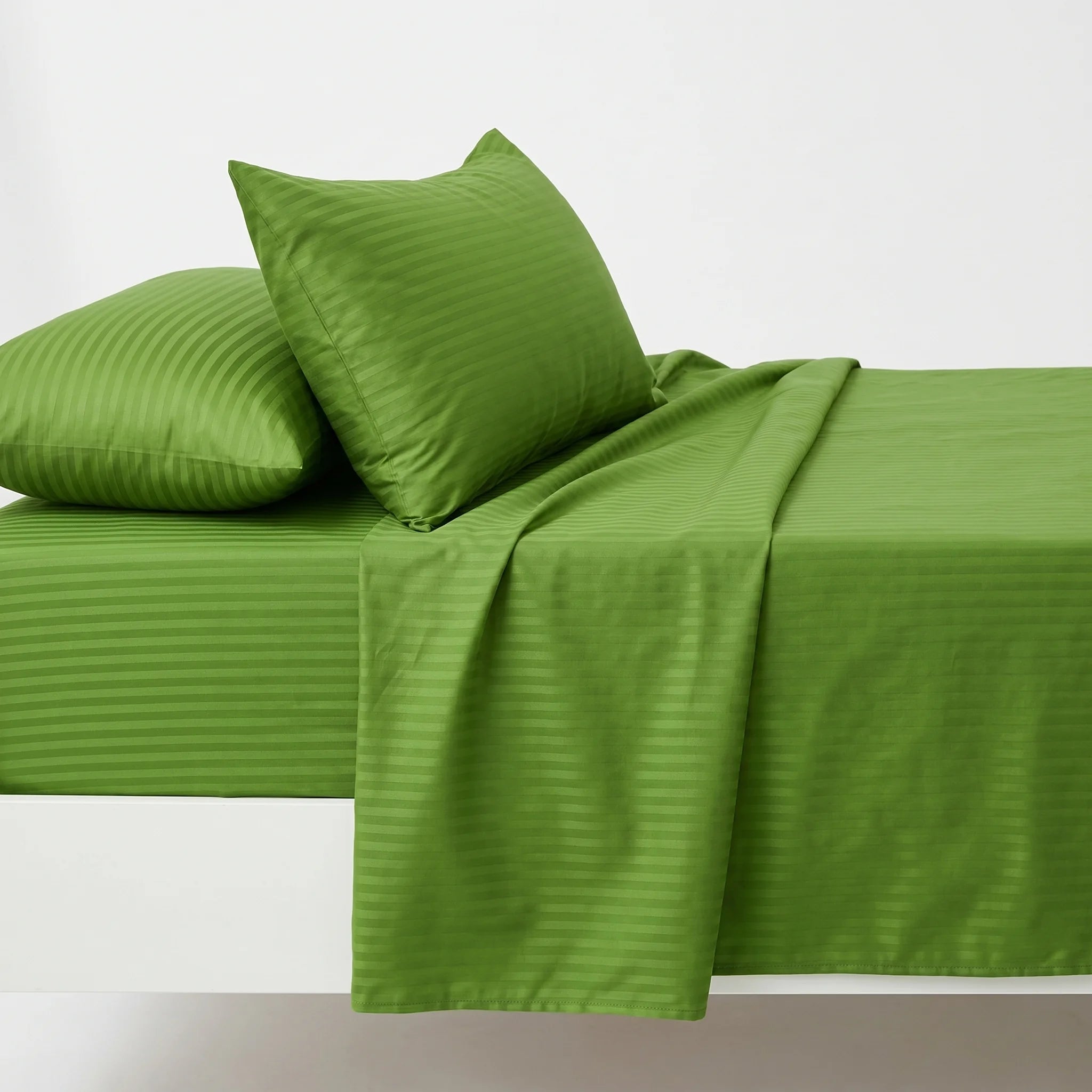 Olive Green Dyed Stripe Bedsheet Set