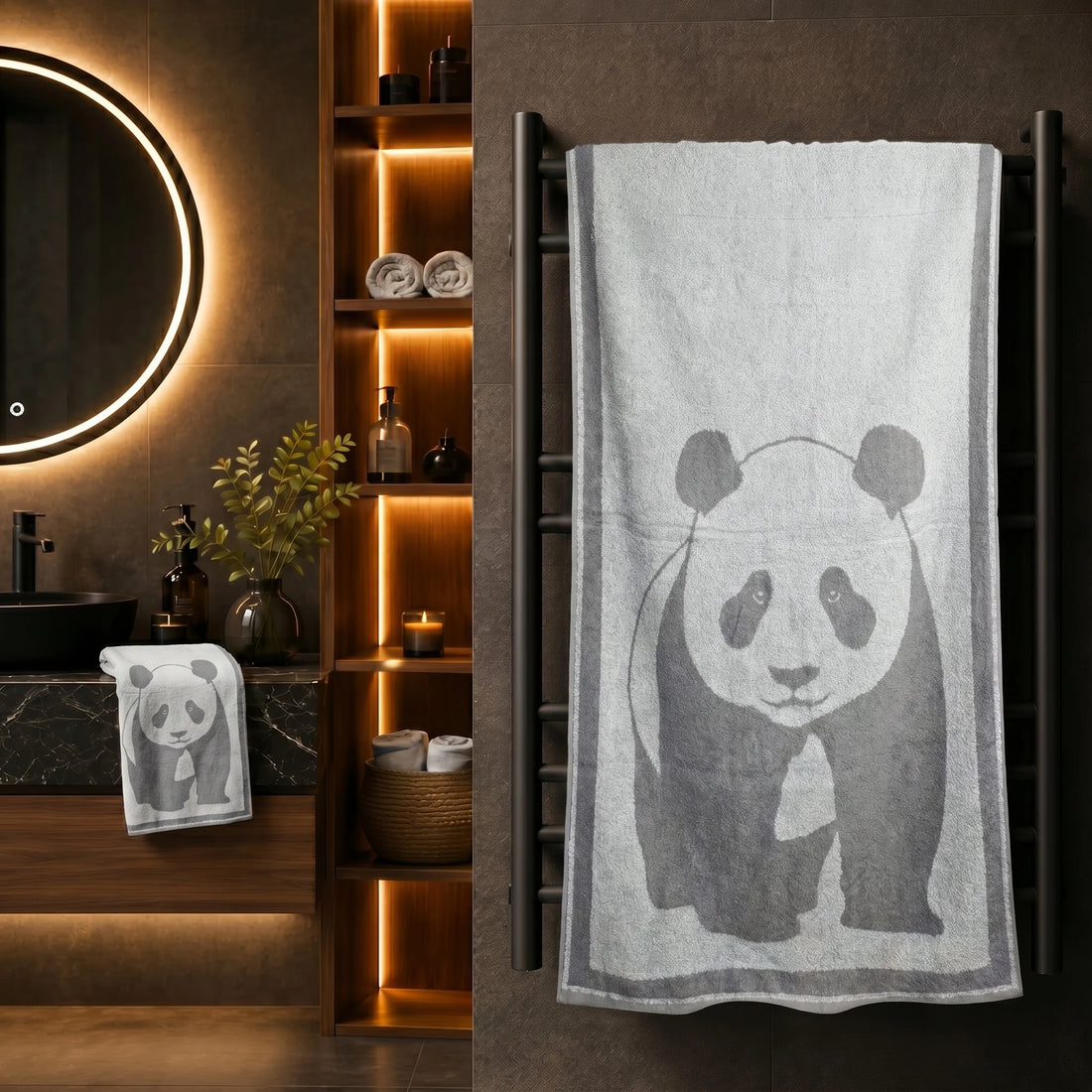 Panda Print Cotton Bath Towel — Soft, Playful & Highly Absorbent