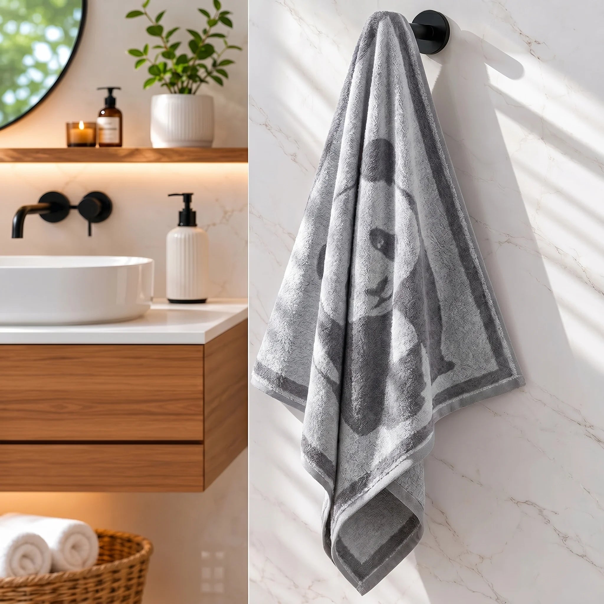 Jacquard Panda Face Towel — 100% Cotton