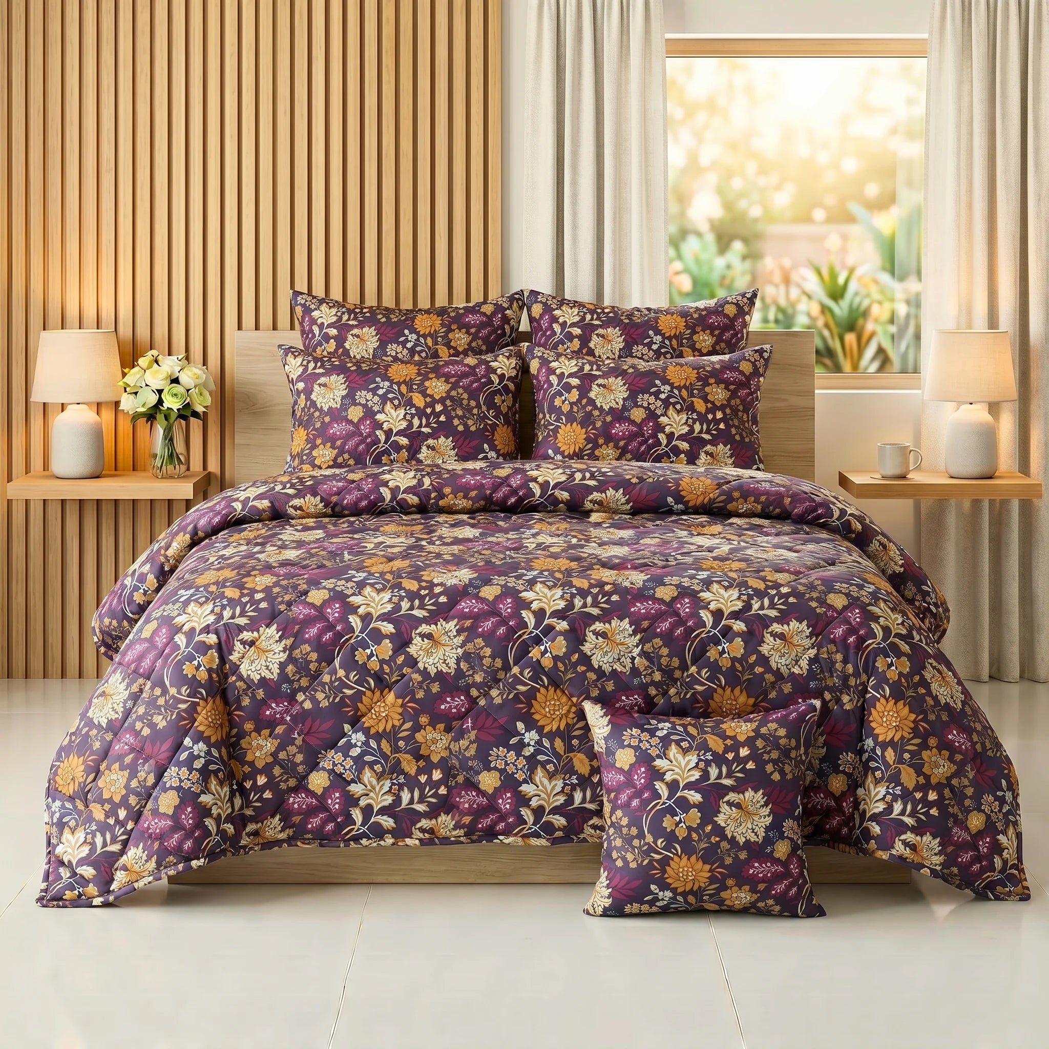 Plum Blossom Comforter Set — Printed