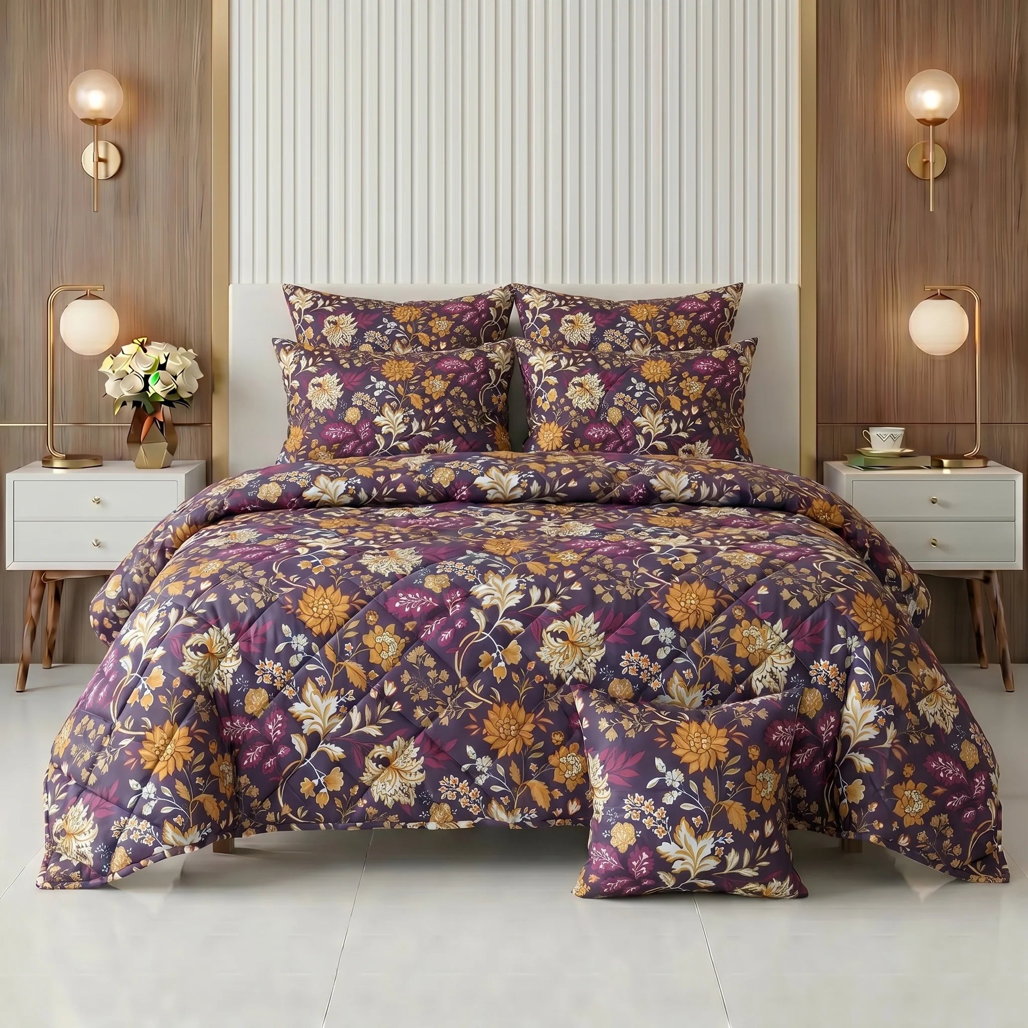 Plum Blossom Comforter Set — Printed