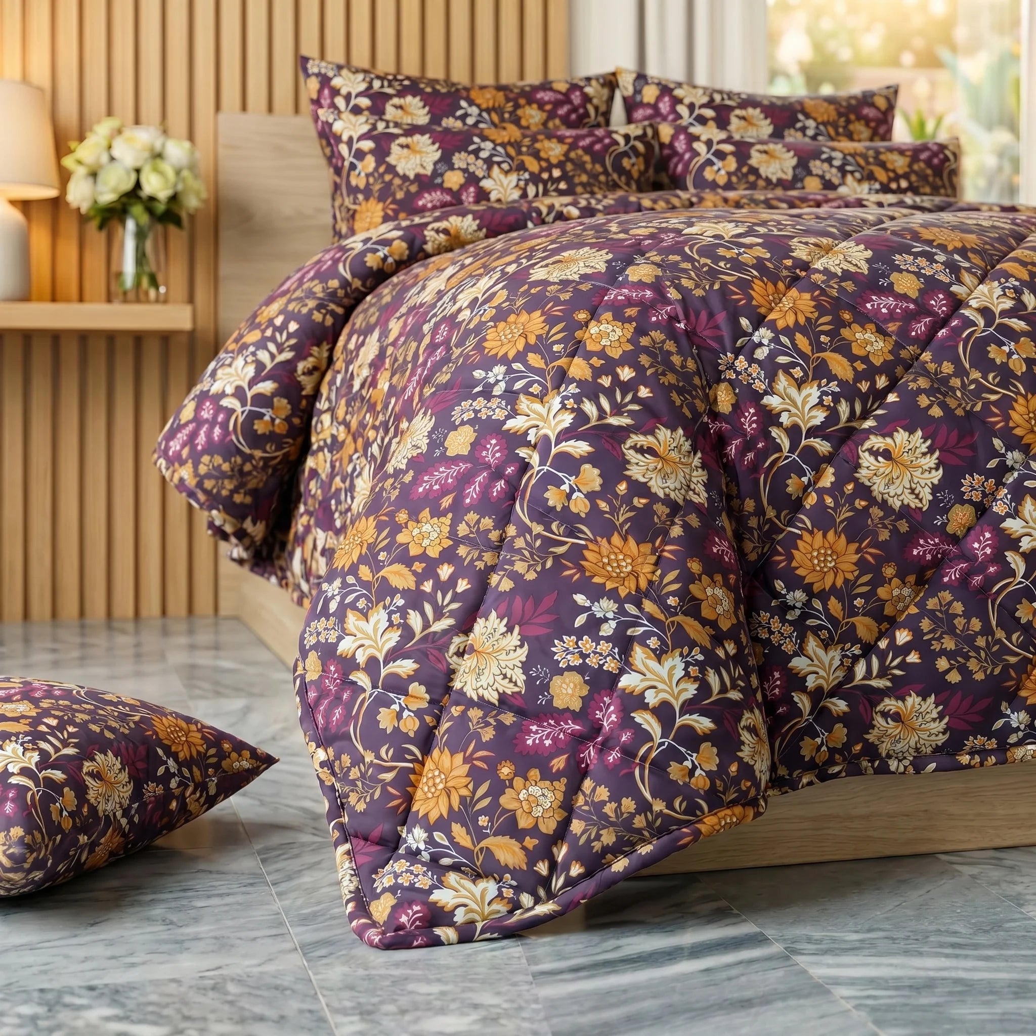 Plum Blossom Comforter Set — Printed