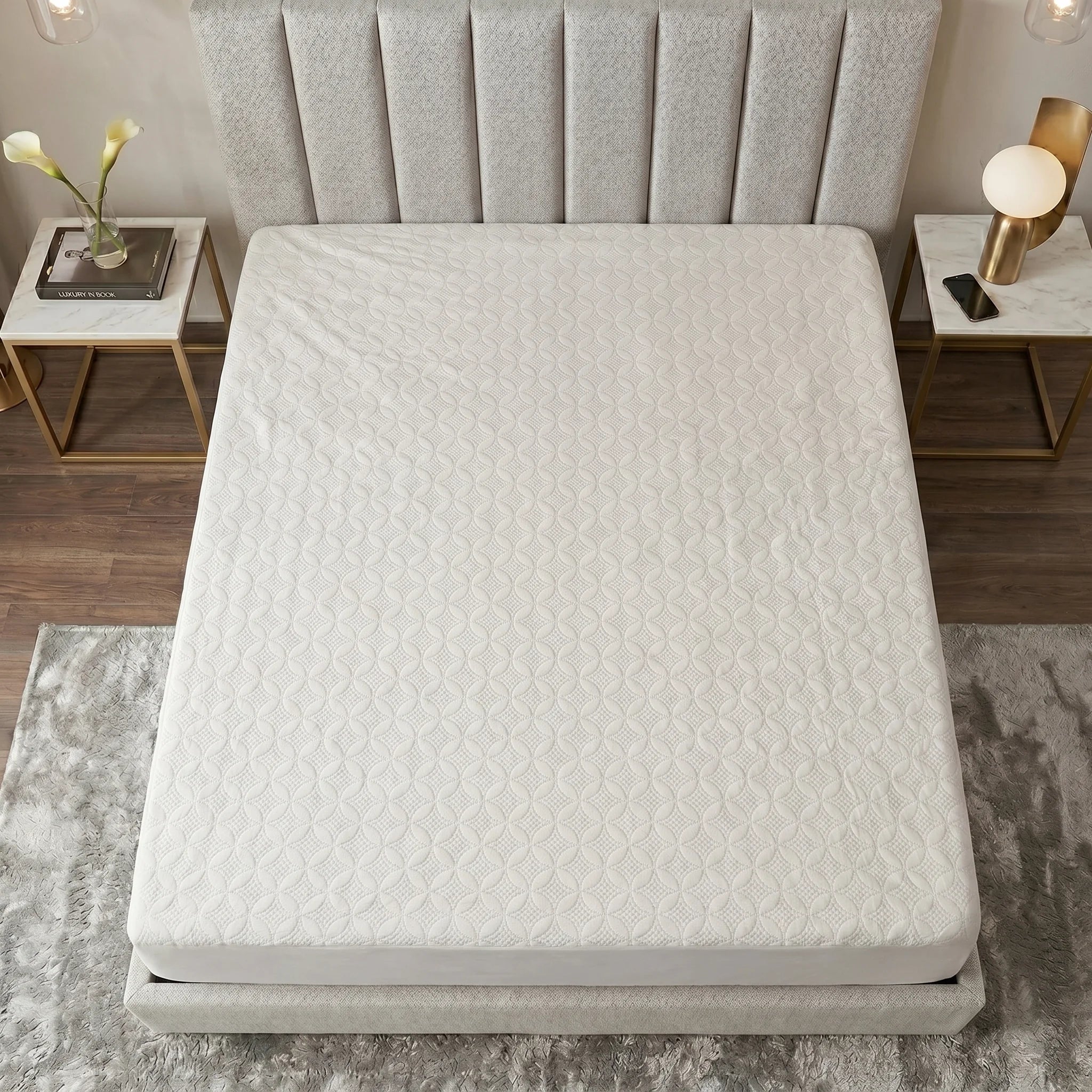 Pristine White Waterproof Mattress Protector — Quilted