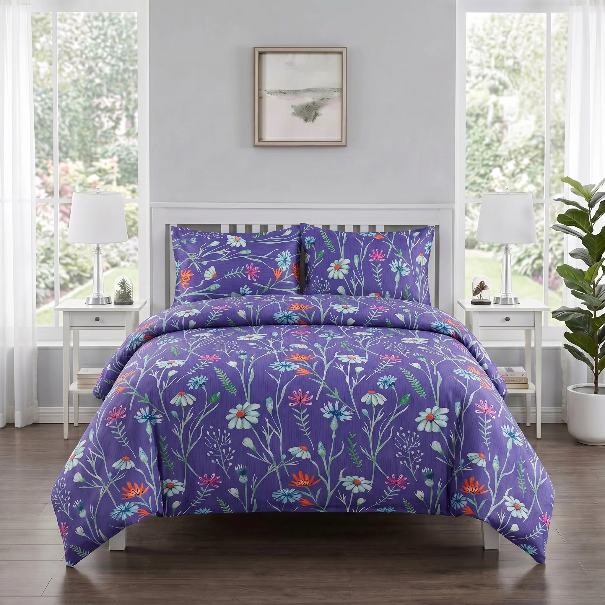 Purple Wildflower Duvet Cover Set — Printed